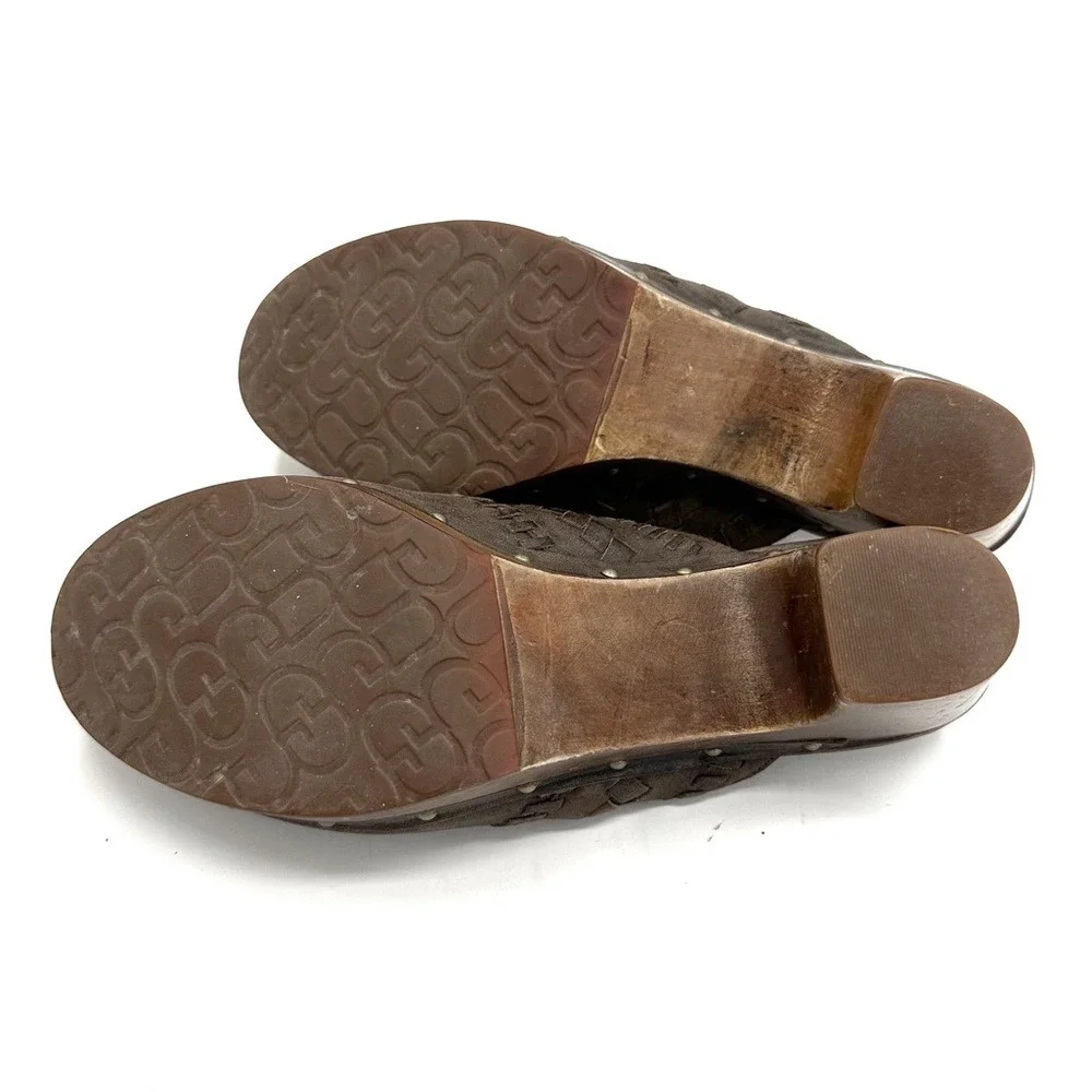 Ugg | Vivica Brown Woven Leather Wooden Clog Size US 8 - Picture 9 of 13